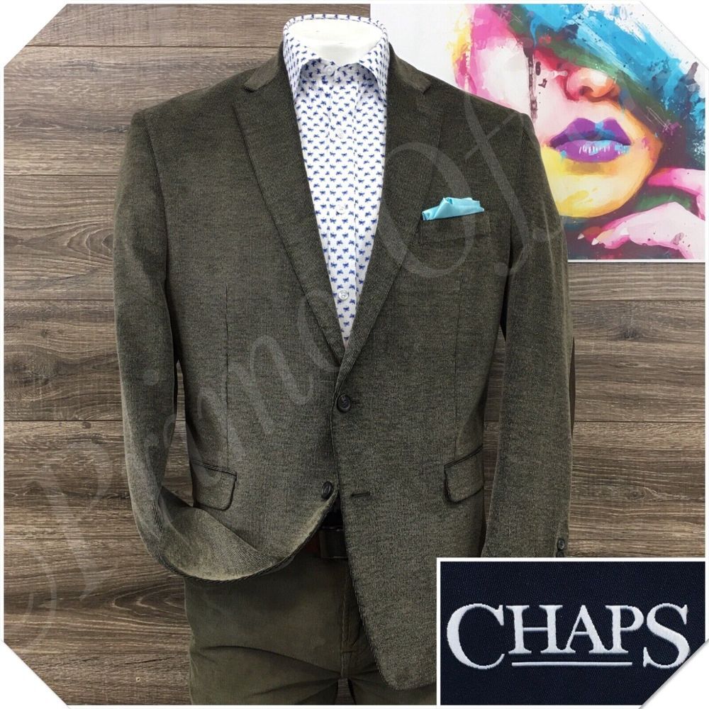 CHAPS Mens Blazer‎ Sport Coat Casual Two Button Jacket Size 46R Corduroy Suit